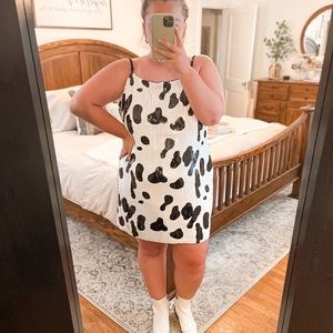 Dalmatian/cow print sequin mini dress